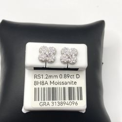 925! Sterling Silver 0.88CT MOISSANITE Screw Back Stud Unisex Earrings 