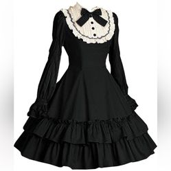 New New Black and White Sweet Vintage Cotton Dress Lolita Classic Mary Magdalene Size- 3XL 