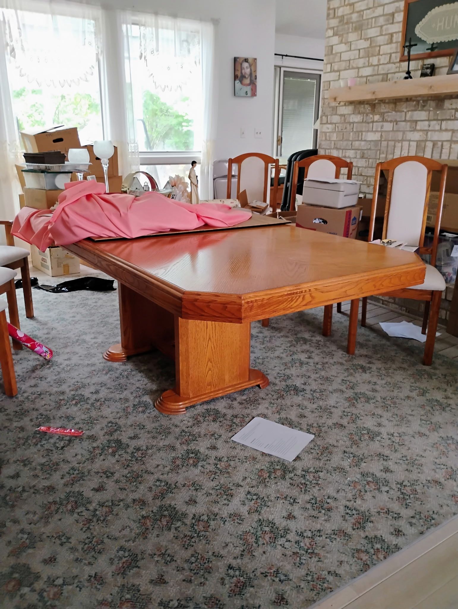 MUST GO: Carved Wood Table With Insulated Cover