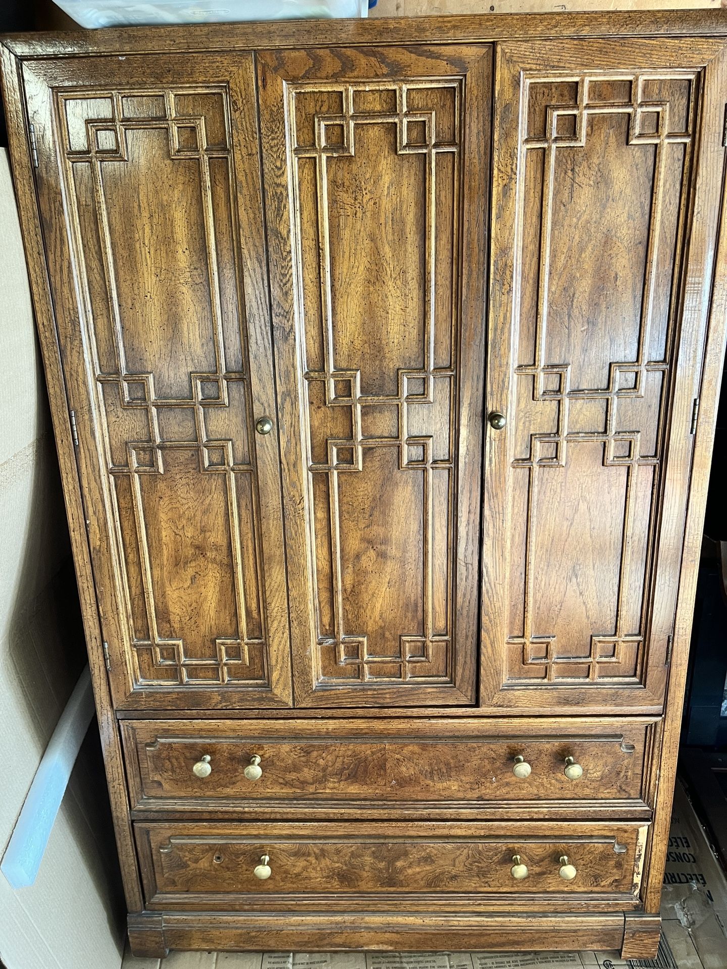 Circa 1975 Solid Wood Armoire 