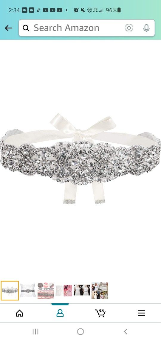 Bridal Crystal Rhinestone Wedding Dress Sash Belt