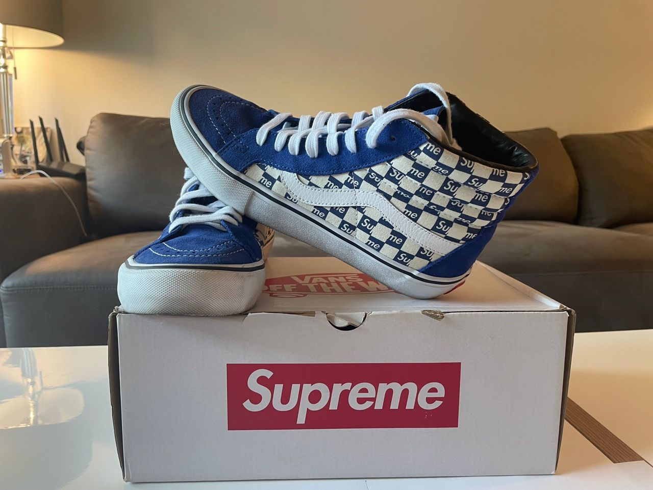 Van Sk8-Hi(Supreme Blue checker Logo)