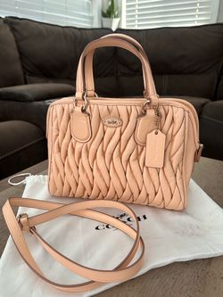 Gathered leather Coach small purse - Apricot