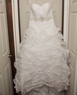 Wedding dress, veil, and slip