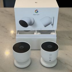 Google - Nest Cam 2 Pack Indoor/Outdoor Wire Free Security Cameras - Snow