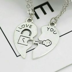 His and Hers Stainless Steel I Love You Heart Couple Necklace