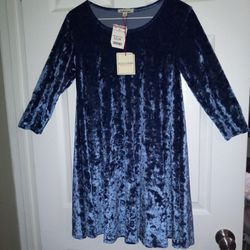 Girl's BLUE VELVET DRESS SIlk On The Inside