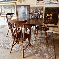 Antique Drop Leaf Table, Wood , dining table, farmhouse kitchen table, solid wood, 4 chairs 