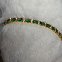 New Emerald And Rhinestones Tennis Bracelet
