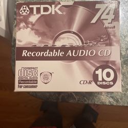 TDK 74 Min Auto Blank CDs Ten Pack With cases. 