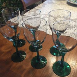 Vintage Libby Domaine Green, Juniper Tulip Stemmed Water Goblets, Set Of 6