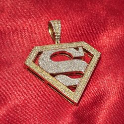 10k Yellow Gold Diamond Super Hero Pendant 0.74 ctw 