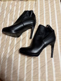 Black Leather Stiletto Ankle Boots
