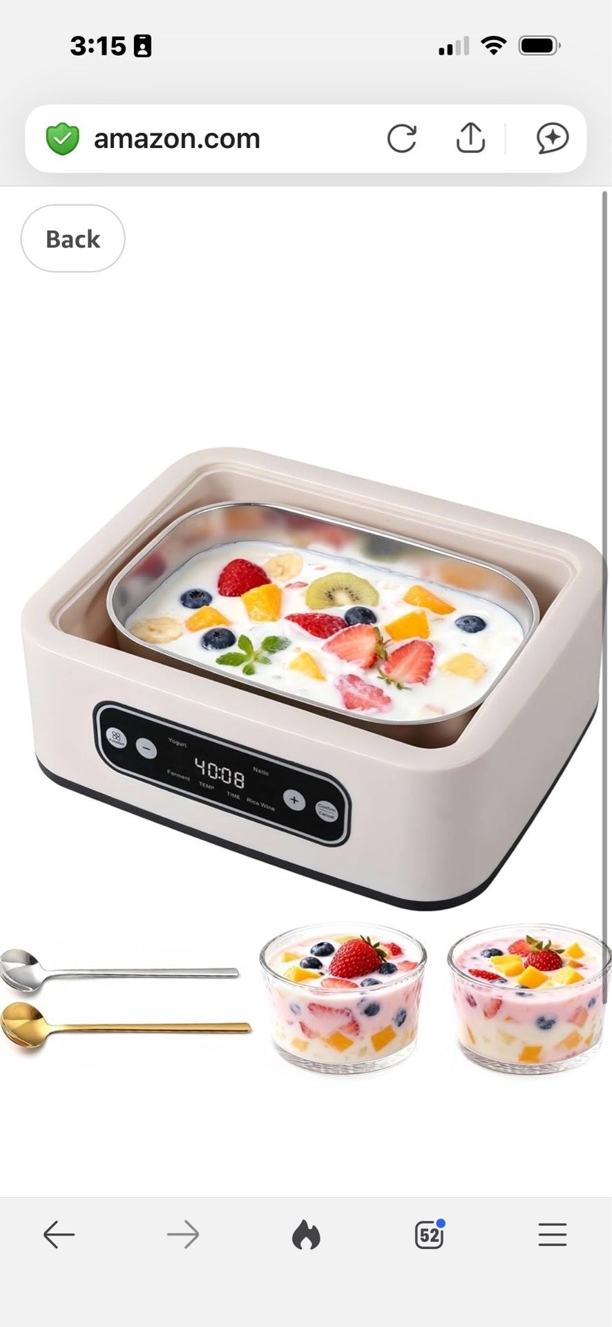 Yogurt Maker with Timer and Temperature Control, Fully Automatic for Home Use. Perfect for Making Greek Yogurt and Probiotic Yogurt, Equipped with an