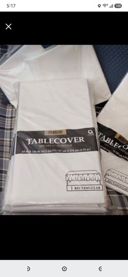 White Plastic Rectangular Tablecover 54x108 in