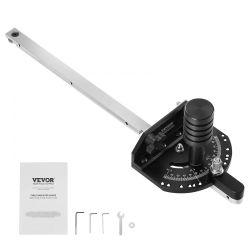  53*Accurate Miter Gauge, Fits Slots 3/4'' x 3/8'', Crafted from Aluminum Alloy, Features 15 Adjustable Angle Stops, Spring-Loaded Plunger & Detachabl