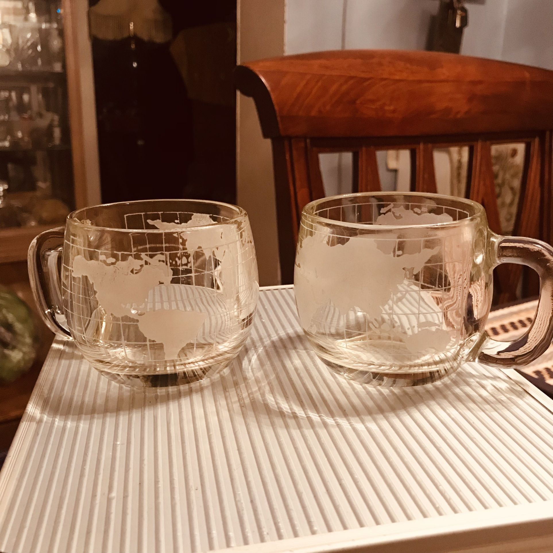 Vintage Pair Of Nestle Nescafé World Glass Mugs