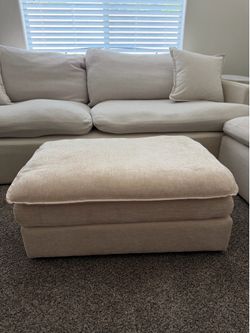 Eige Beige Fabric Ottoman