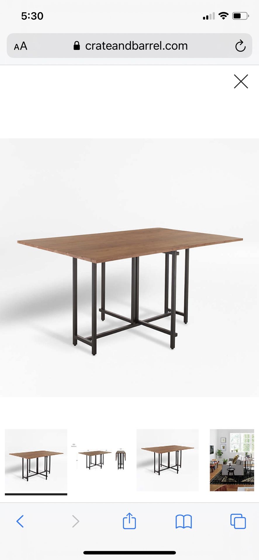 NEW Crate & Barrel Wood Dining Table
