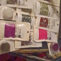 Glass Rhinestone Crystals And Tool To Place Them