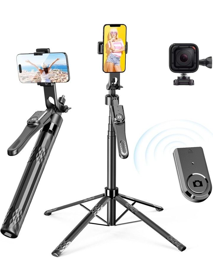 72'' Cell Phone Tripod with Remote, iPhone Tripod Stand & Selfie Stick