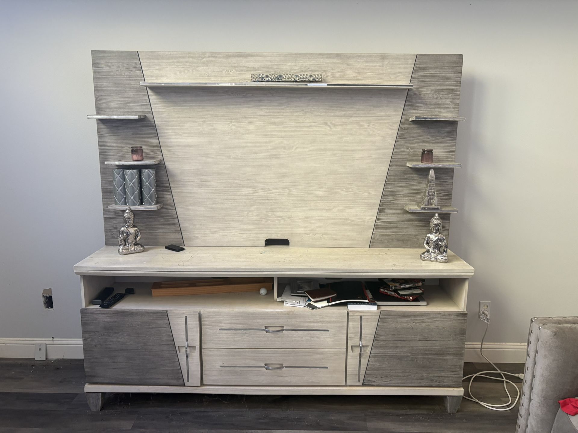 TV Console - Contemporary media console with display shelving