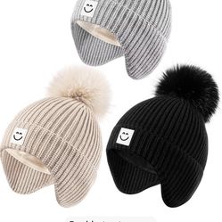 3 Pack Baby Winter Hats with Earflaps