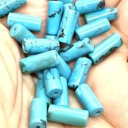 Lot Of 8mm Turquoise Tube Beads 