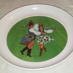 1973 Vintage Melamine Polish Dancers Hard Plastic Plate/Platter
