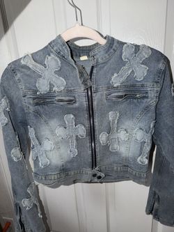 Cross Crop Top Jean Jacket