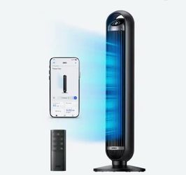 DREO - 27ft/s Velocity Quiet Floor Fan, 90° Oscillation, 8 Speeds, Remote Control, 4 Modes,DC Motor, Nomad - Black