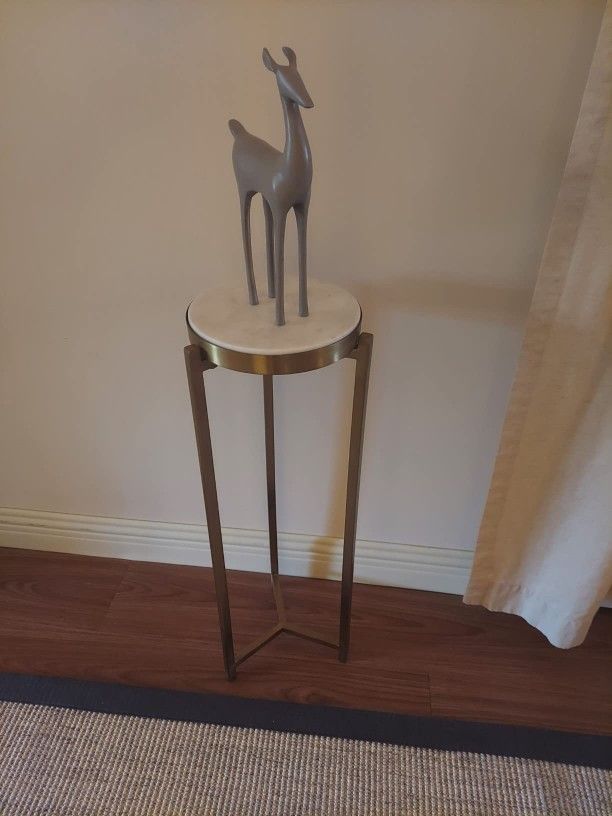 Polished Marble Side Table – Chrome Base – $100