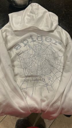 Rhinestone white spider hoodie 2XL worn once.  220$