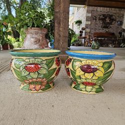 Talavera Ladybug Clay Pots (Planters) Plants. Pottery $60 cada una.
