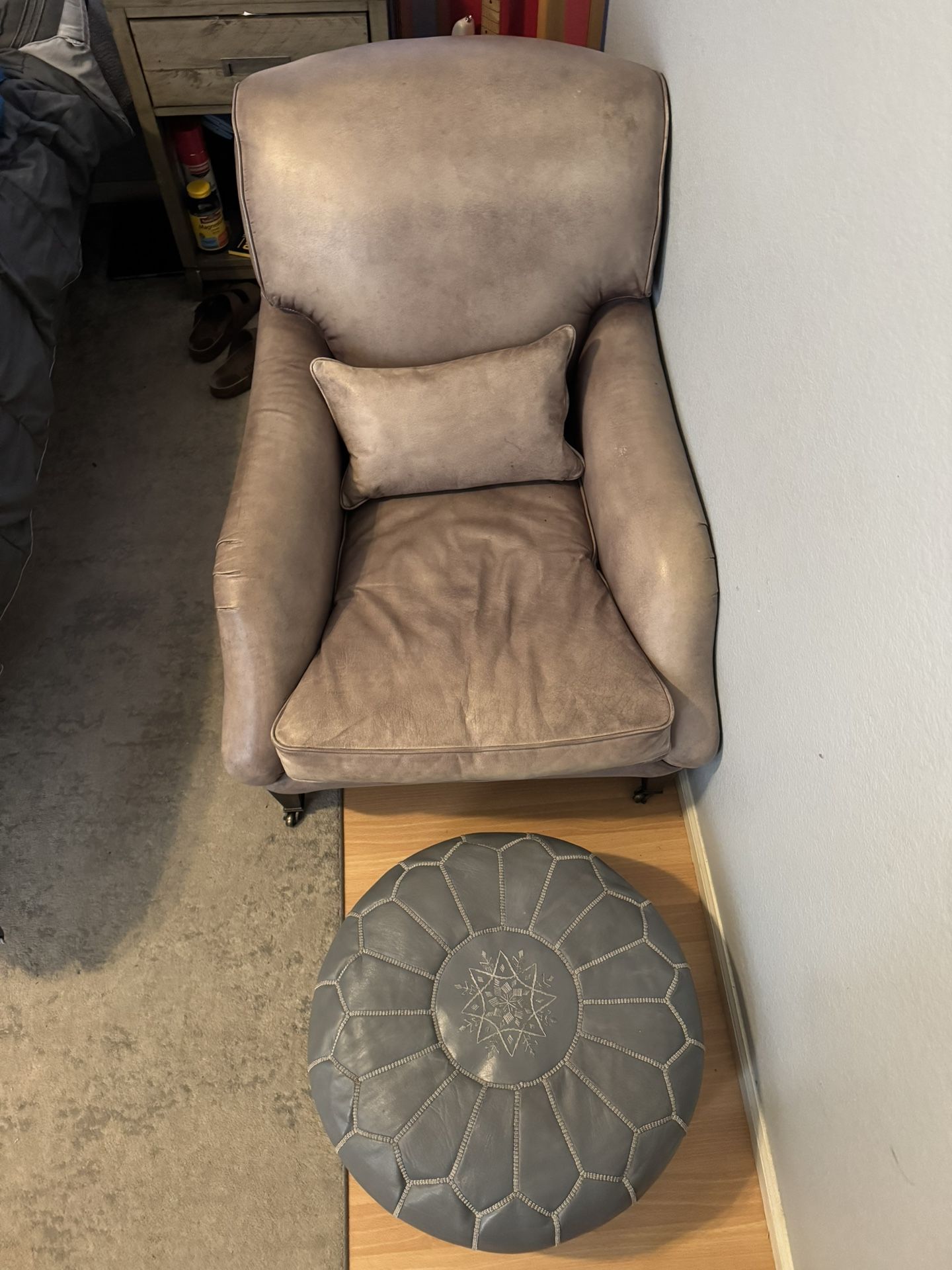 Leather Chair And Foot Stool