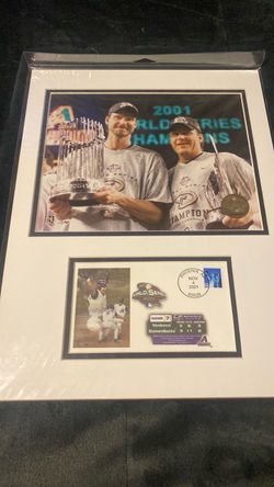 2001 World Series Champions Framed Photo & Commemorative Envelope (OBO)