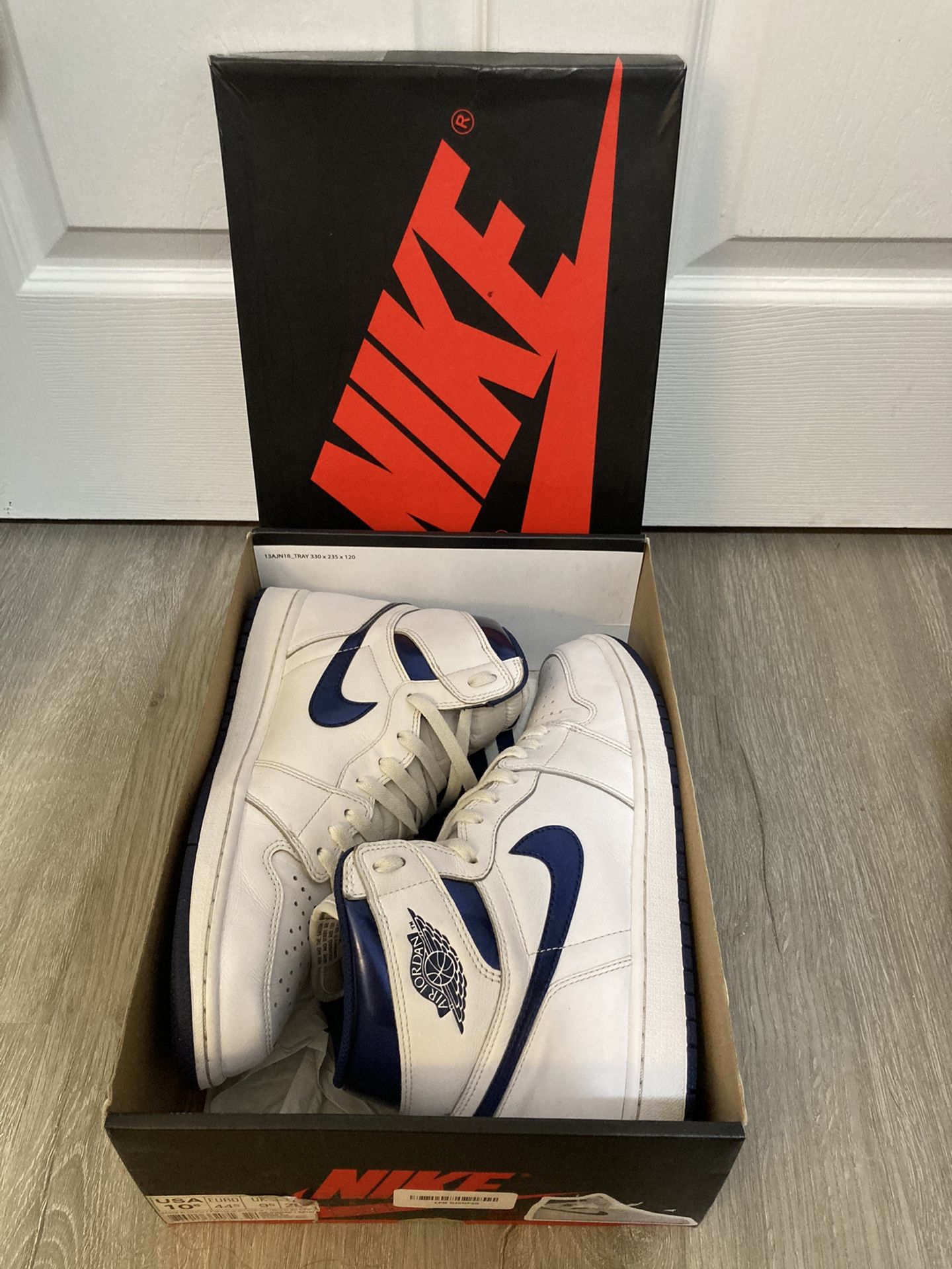 Air Jordan 1 Retro White/Metallic Navy Size 10.5