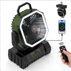 20000mAh Battery Powered Camping Fan - 59H Max Cooling, Rechargeable Battery Operated Oscillating Floor Fan with Charger,Remote & Hook, 4 Speed Strong
