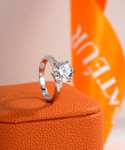 Round Cut 2 Carat Size 8 Moissanite platinum finished rings 90% off retail