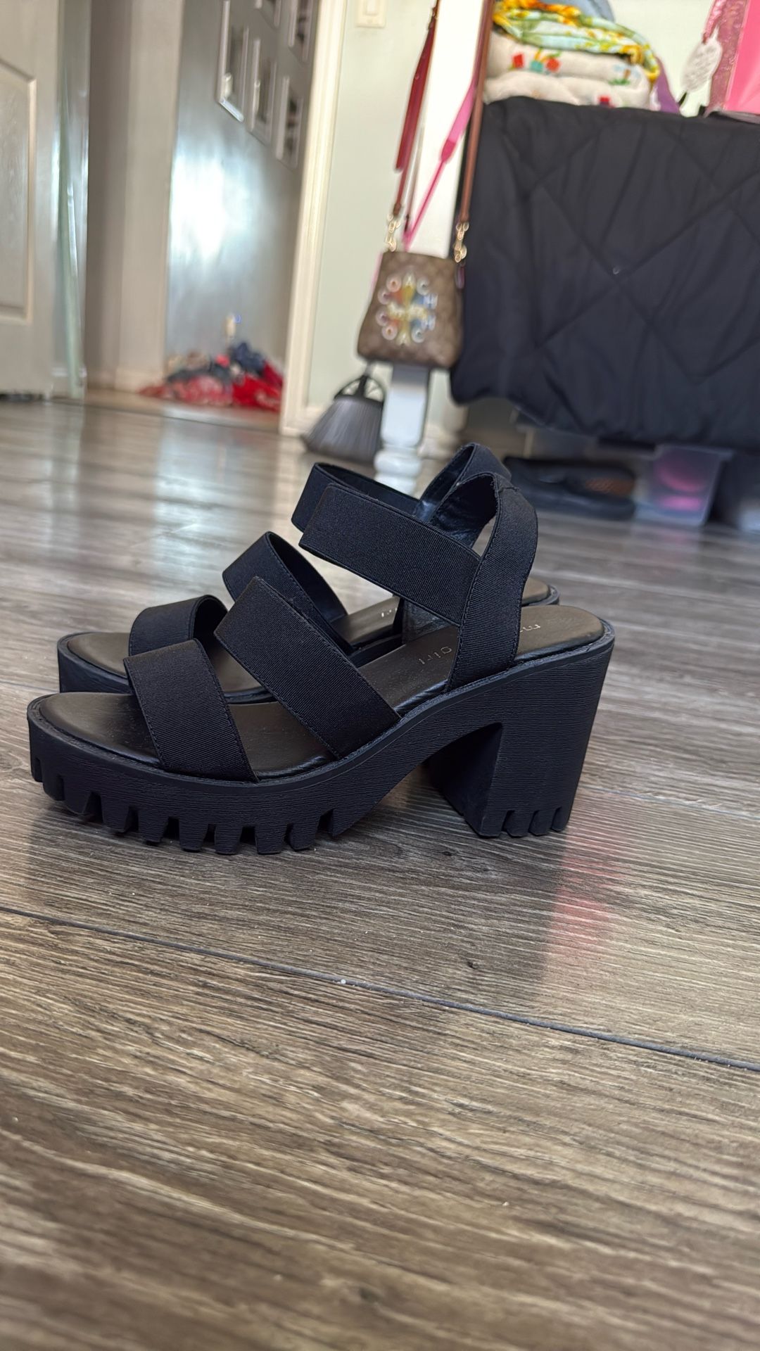 Black Chunky Heels