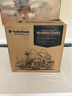 ROCKFORD FOSGATE PLUG AND PLAY COMPLETE STEREO SYSTEM WITH AMPLIFIER FITS TOURING MODELS STREET GLIDE, ROAD GLIDE, ULTRA AND CVO HARLEY MODELS