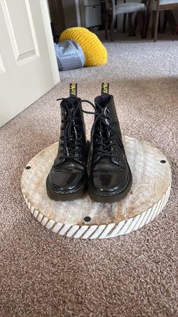 Dr. Martens Black Patent Leather Lace-Up Boots