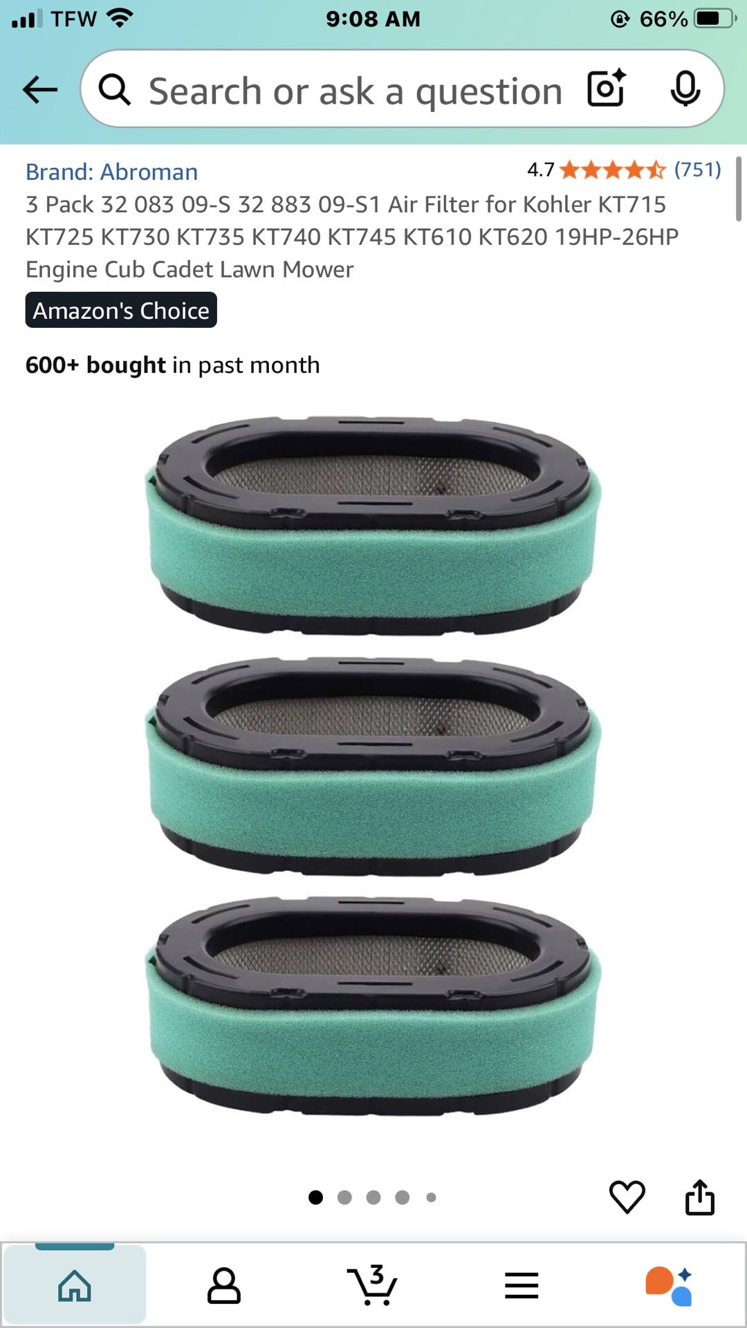 Set Of 4 Lawn Mower Filters-NEW