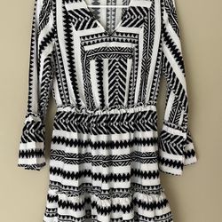 Aztec Print Dress Black And White Size Small New