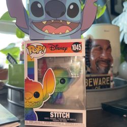 💙 Stitch Mini Bundle — Rainbow Funko Pop + Rose Keepsake Box (Cute Decor / Collectible)