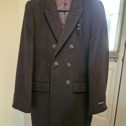 Men's Charcoal Double-Breasted Overcoat