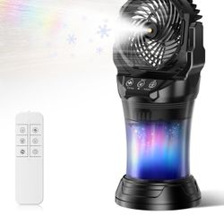 Misting Fan, Portable Misting Fan with 2L Water Tank, 30000mAh Battery, 180° Adjustable, 4 Speeds & 4 Mist Modes (Continuous/3S/5S/7S),4 LED Base Ligh