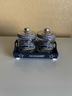 Dallas Cowboys candy jars w/ tray