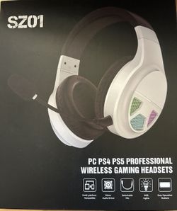 2.4GHz Wireless Gaming Headset for PC, PS5, PS4, Switch, USB Gaming Headphones with Noise Canceling Microphone, Bluetooth 5.4, RGB Lights