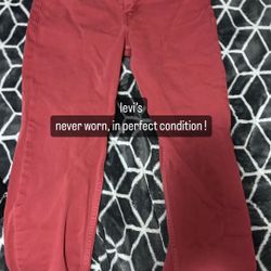 levi jeans, red/pink, size 32 men 